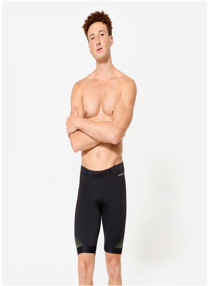 NABAIJI NABAIJI by DECATHLON, Men's Swimming Jammer 500 Fiti Secure Fit & Durable Black Yellow  - Image 2