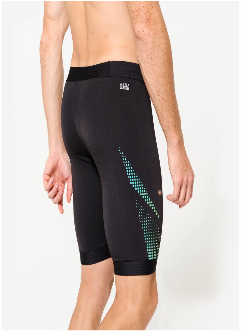 NABAIJI NABAIJI by DECATHLON, Men's Swimming Jammer 500 Fiti Secure Fit & Durable Black Yellow  - Image 4