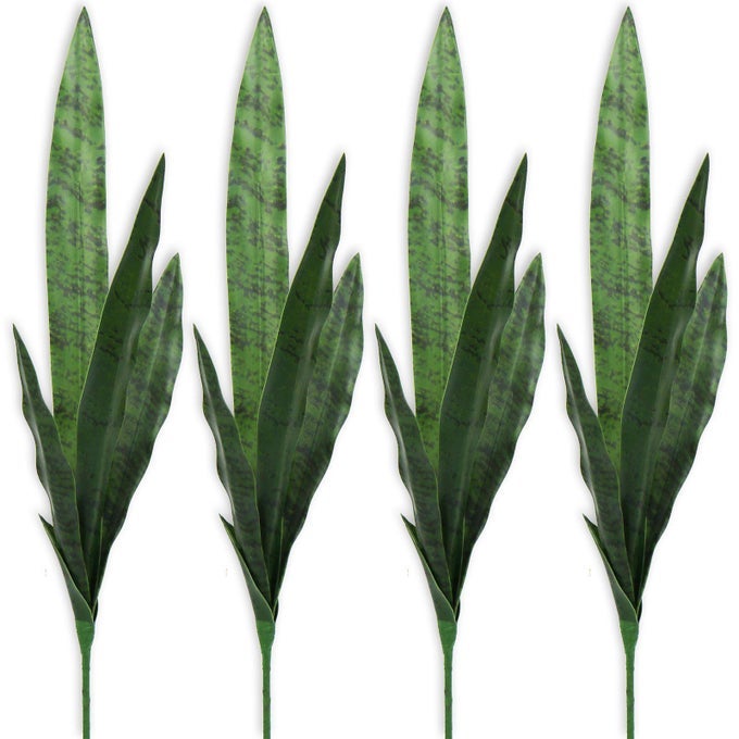 ARTIFICIAL SNAKE PLANTS 30 FAUX AGAVE FAKE SANSEVIERIA ARTIFICIAL SILK PLANT FOR HOME GARDEN OFFICE STORE DECORATION 4 PCS GREEN
