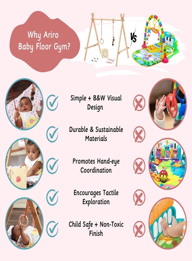 Ariro-Montessori Baby Floor Gym & Mobile | Play Gym | Helps Grasping, Cognitive Processing for New Borns Adjustable Heights and Safe Materials | Made with Neem & Beechwood - Image 2