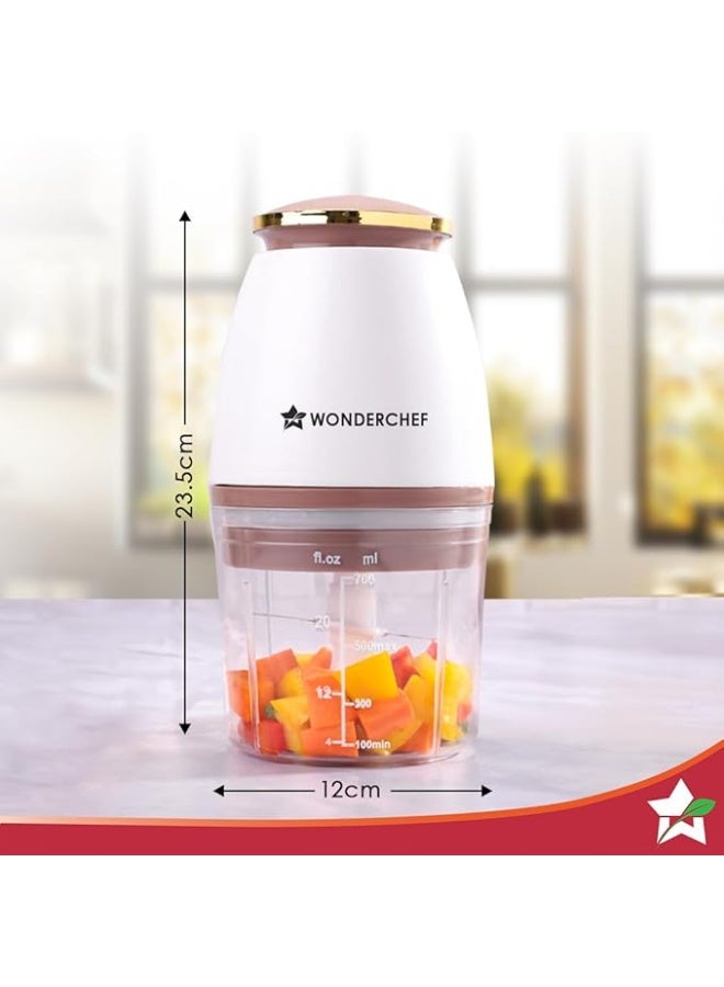 Wonderchef Nutri-chop Pearl Electric Chopper | 4 Sharp Stainless Steel Blades | 700ml | 350W | Chop and Mince Vegetables, Meat, Blends Dips | Low Noise | Light-weight | 2-Year Warranty - Image 3
