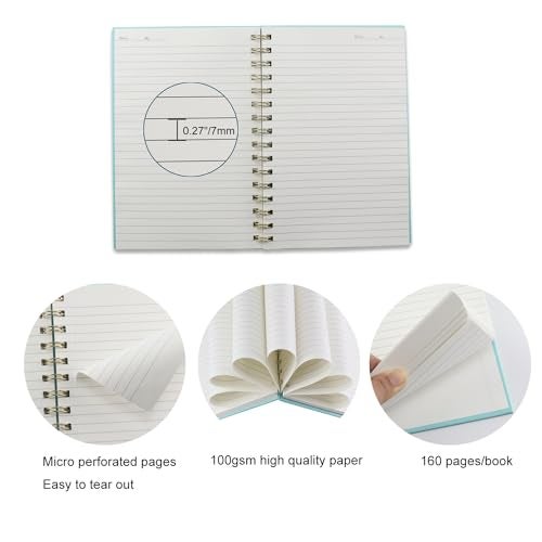 Aacehlh 4 Pack Hardcover Spiral Notebook 5.7”x 8.5”, 80 Sheets/160 Pages College Ruled Notebook, 100 GSM Thick Paper, A5 Lined Journal for Work, School Supplies, Home & Office, Writing Notes - Image 3