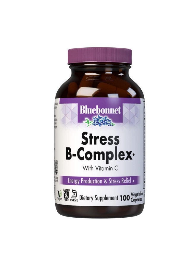 Bluebonnet كبسولات نباتية معقدة فيتامين ب للتخفيف من التوتر - فيتامين ب6، ب12، البيوتين، الفولات، نباتي، خالي من الجلوتين وفول الصويا والحليب، كوشير، بدون نكهة، 100 حبة - Image 1