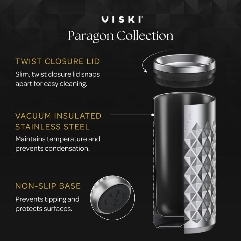 Viski Paragon Stainless Steel Highball Tumbler Cup with Lid, Insulated Ceramic Lined Metal Cocktail Glass for Patio, Outdoor Party, Wedding Gifts, Drink Lover Gifts, 16 oz Set of 1, Satin Green - Image 3