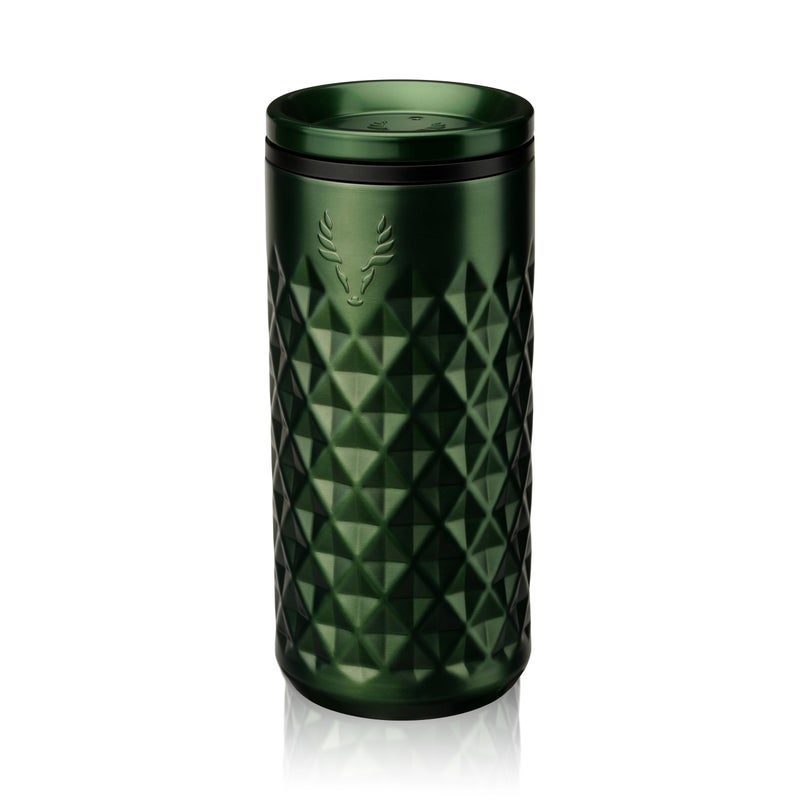 Viski Paragon Stainless Steel Highball Tumbler Cup with Lid, Insulated Ceramic Lined Metal Cocktail Glass for Patio, Outdoor Party, Wedding Gifts, Drink Lover Gifts, 16 oz Set of 1, Satin Green - Image 1