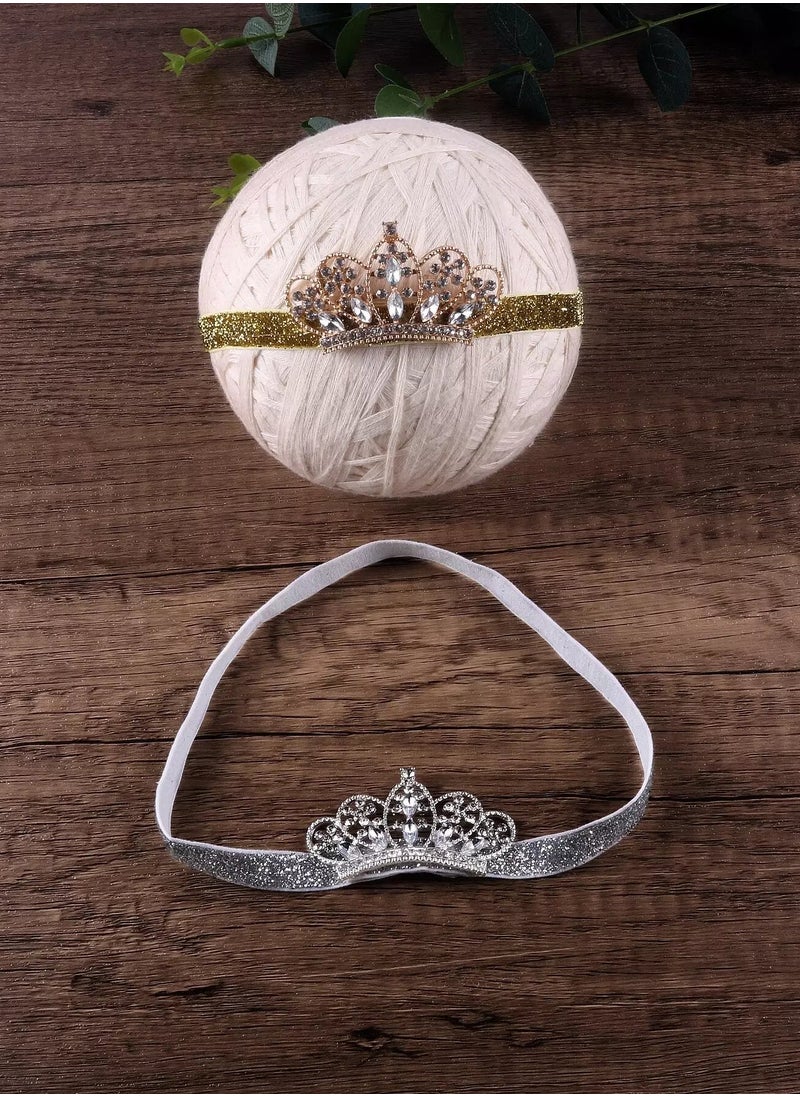 Generic Newborn Girl Photography 2pcs Rhinestone Glitter Headband  - Image 4