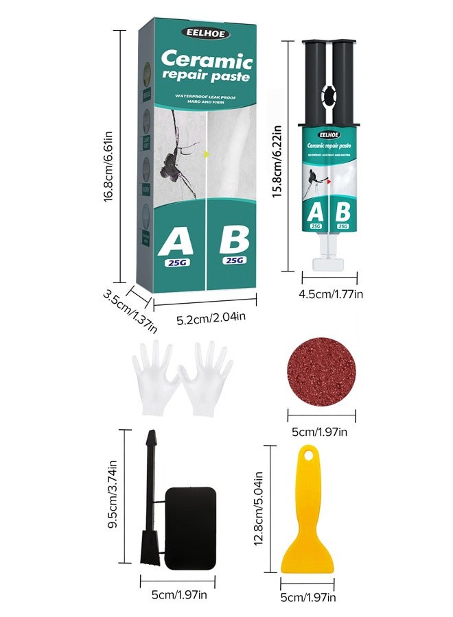 EELHOE Ceramic repair paste, waterproof leak proof hard and firm, drywall repair paste set, marble Ab glue set (white) - Image 2
