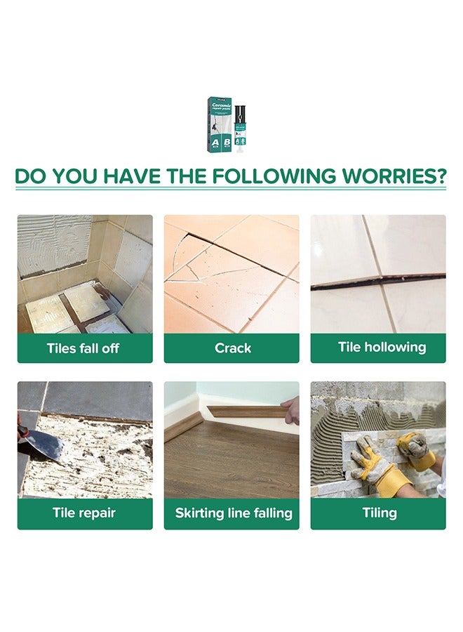 EELHOE Ceramic repair paste, waterproof leak proof hard and firm, drywall repair paste set, marble Ab glue set (white) - Image 3