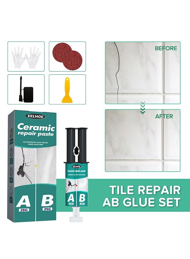 EELHOE Ceramic repair paste, waterproof leak proof hard and firm, drywall repair paste set, marble Ab glue set (white) - Image 5