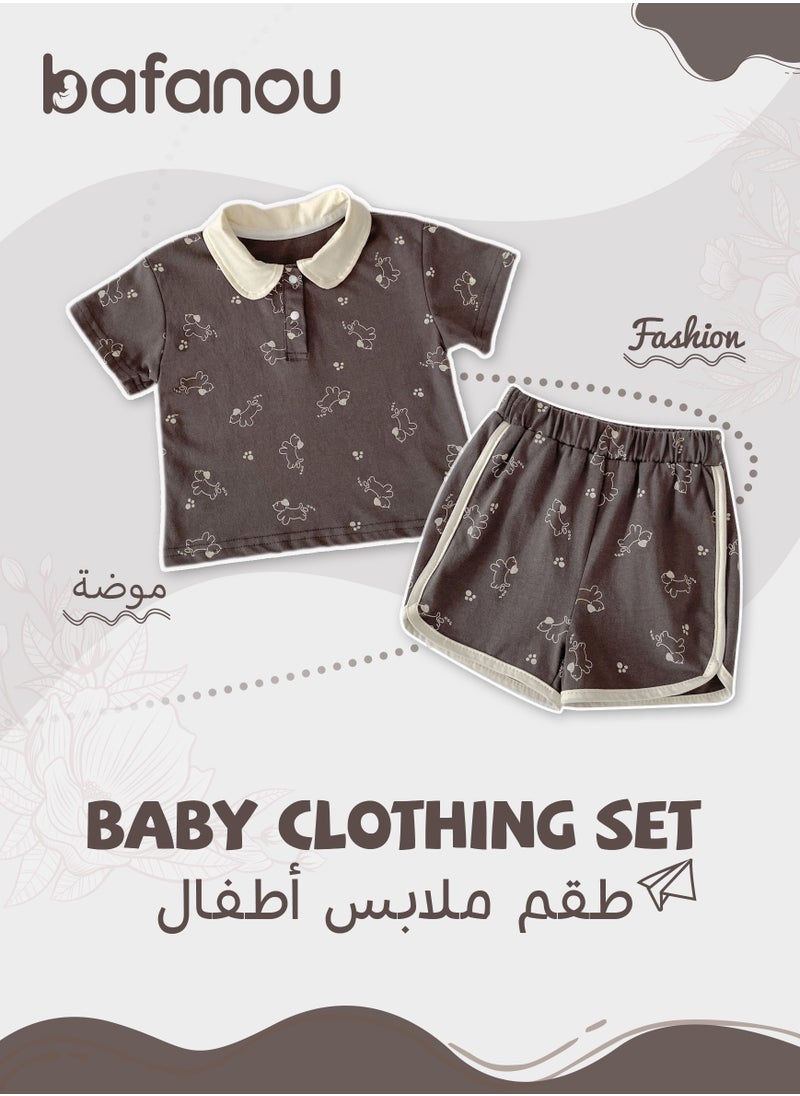 Bafanou Bafanou Summer Baby Unisex Printed Clothes Sets Newborn Short Sleeve 2 pcs Set Infant Boy Girls Cartoon Cotton Clothing Set  - Image 1