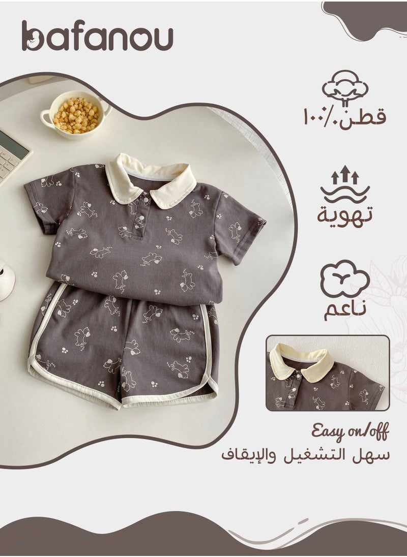 Bafanou Bafanou Summer Baby Unisex Printed Clothes Sets Newborn Short Sleeve 2 pcs Set Infant Boy Girls Cartoon Cotton Clothing Set  - Image 2