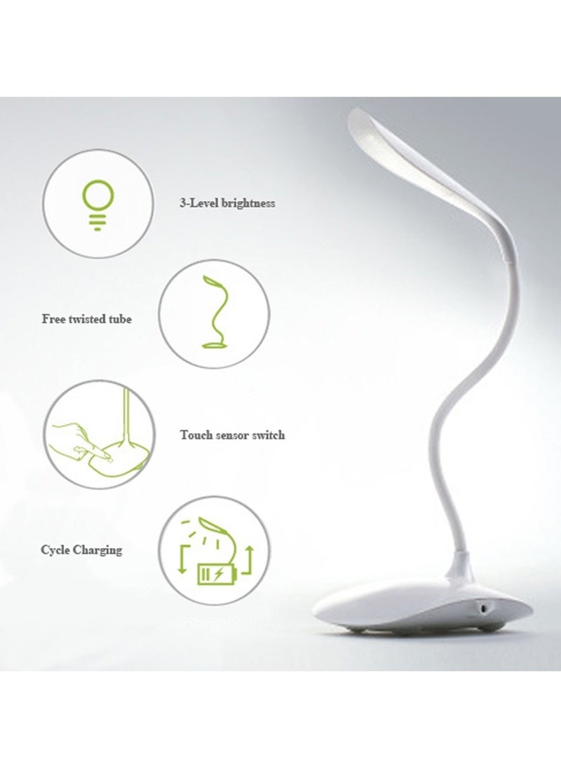 Generic R&J Led Desk Table Lamp for Study Led Light,USB Rechargeable Study Lamp for Students Dimmable 3 Stage Desk Lamp Study Light Table Lamps for Home - White  - Image 1
