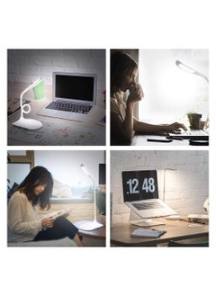 Generic مصباح طاولة مكتب LED من R&amp;J للدراسة، مصباح دراسة قابل لإعادة الشحن عبر USB للطلاب، مصباح مكتبي ثلاثي المراحل قابل للتعتيم ومصابيح طاولة للدراسة للمنزل - أبيض  - Image 3
