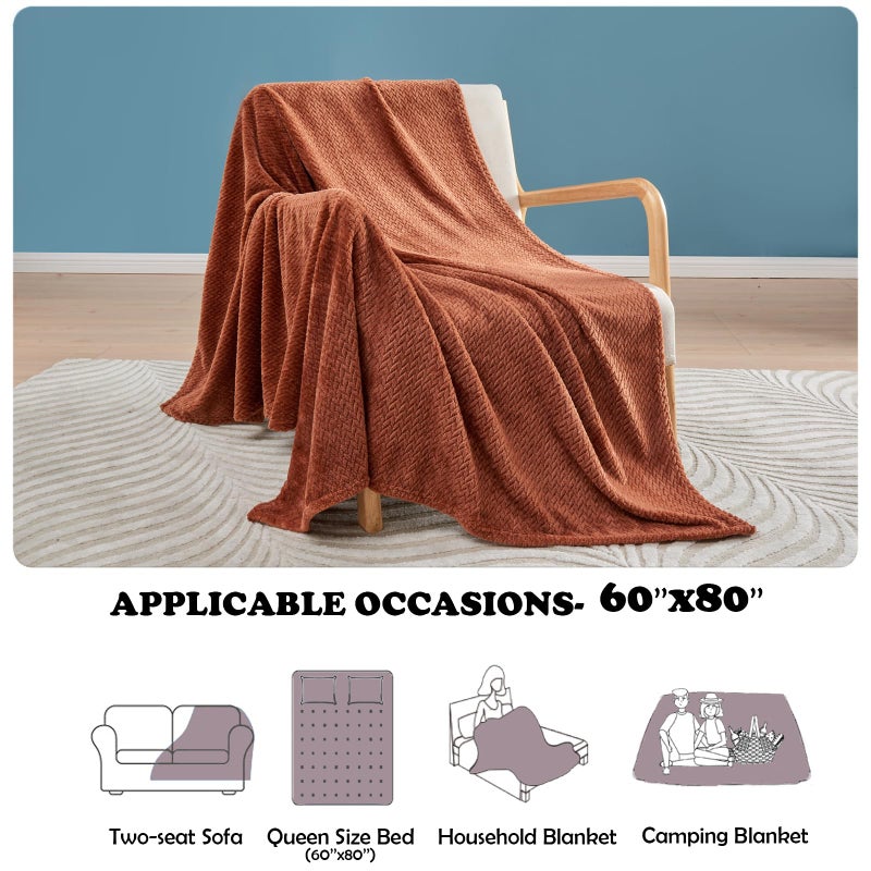 NEWCOSPLAY Super Soft Twin Blanket Coffee Premium Silky Flannel Fleece Leaves Pattern Lightweight Bed Blanket All Season Use (Coffee  Twin(60""x80"")) - Image 5