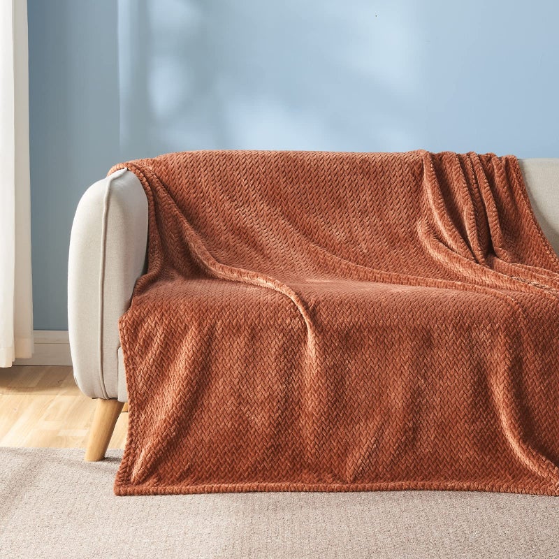 NEWCOSPLAY Super Soft Twin Blanket Coffee Premium Silky Flannel Fleece Leaves Pattern Lightweight Bed Blanket All Season Use (Coffee  Twin(60""x80"")) - Image 4
