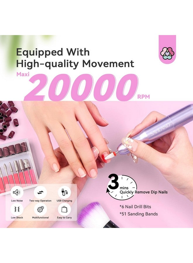 SAVILAND Dip Powder Nail Kit with Drill - 20 Colors Summer Dip Nails Powder Starter Kit with Everything Dip Powder Liquid Set Dipping System Base Top Coat Activator for Dip Manicure Art Salon DIY - Image 5