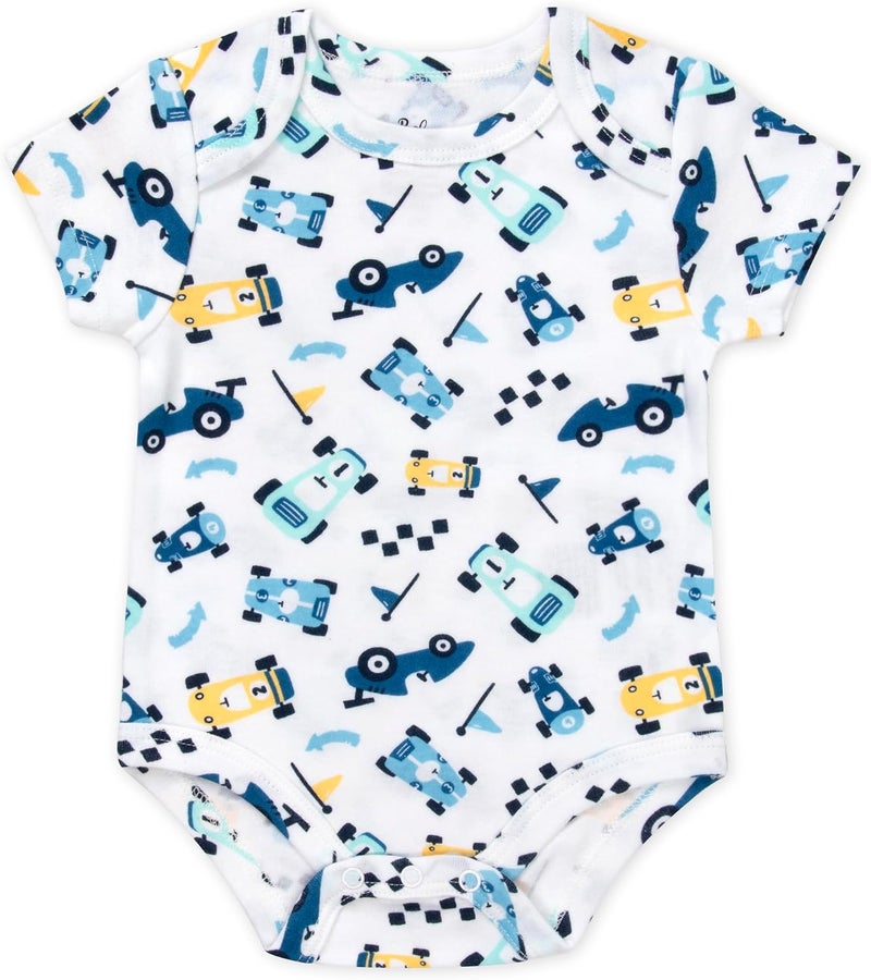 6 Pack Bodysuit Set, Baby Boy 6 Piece Newborn Outfit Set, Button Closure, Short Sleeve - Image 3