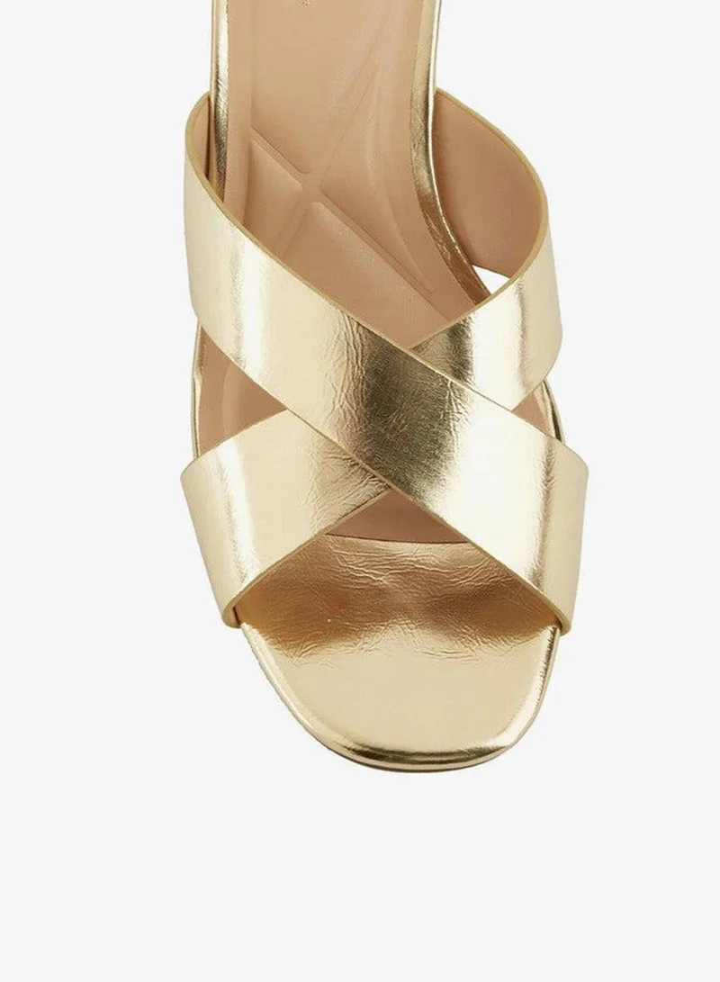 Celeste Gold Women Cross Strap Kitten Heel Sandals for Women | Best Price UAE