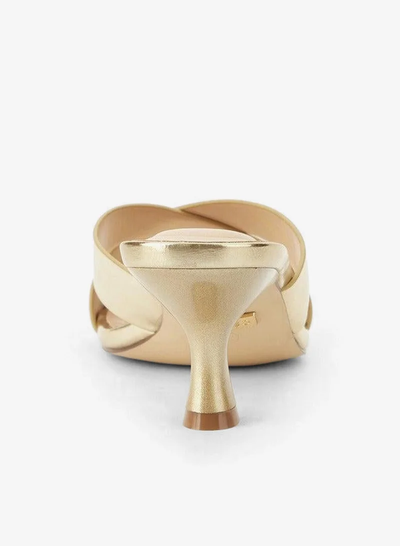 Celeste Gold Women Cross Strap Kitten Heel Sandals for Women | Best Price UAE