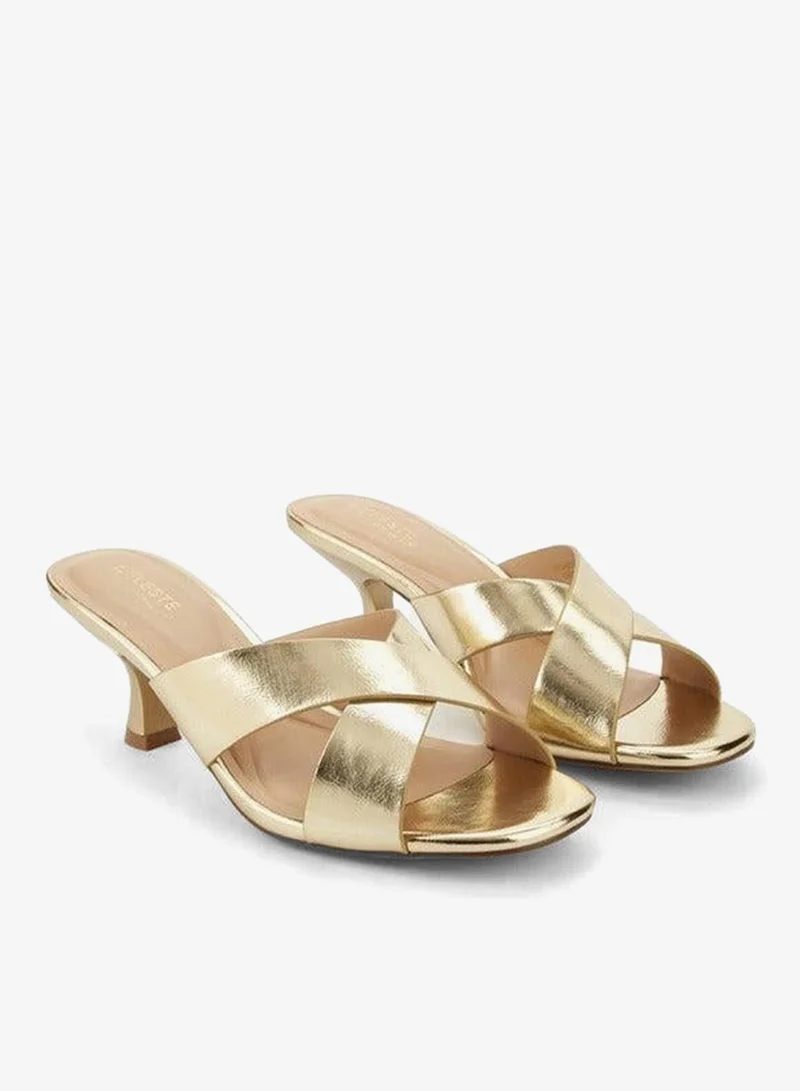 Celeste Gold Women Cross Strap Kitten Heel Sandals for Women | Best Price UAE