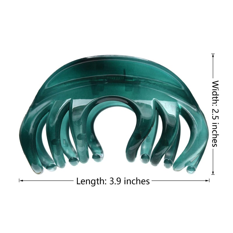 Youxuan 4 Inch Hair Claw for Women, Pretty Clip, Grip for Thick Hair, Niagara Blue - Image 3