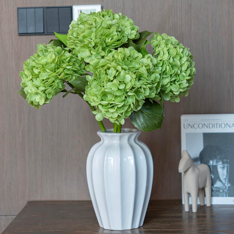 DUYONE 4Pcs Green 22 inch Lifelike Artificial Hydrangea, Large Flowers Artificial Flowers Dry Flowers Outdoor Wedding Christmas Office Family Party Living Room Table Decoration - Image 3