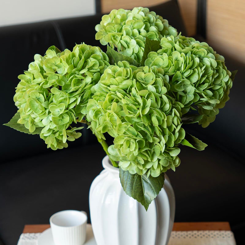DUYONE 4Pcs Green 22 inch Lifelike Artificial Hydrangea, Large Flowers Artificial Flowers Dry Flowers Outdoor Wedding Christmas Office Family Party Living Room Table Decoration - Image 1