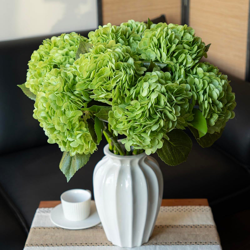 DUYONE 4Pcs Green 22 inch Lifelike Artificial Hydrangea, Large Flowers Artificial Flowers Dry Flowers Outdoor Wedding Christmas Office Family Party Living Room Table Decoration - Image 4
