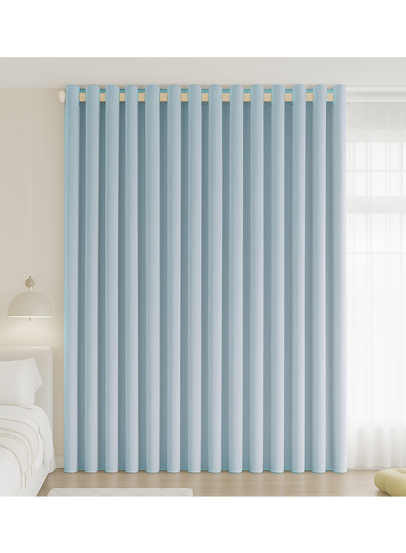 Double-Sided Chenille Blackout Curtain – Grommet Top, 95% Light Blocking, Single Panel, Fits Windows 125–165 cm Wide (Light Blue W250 × H270 cm) - Image 1