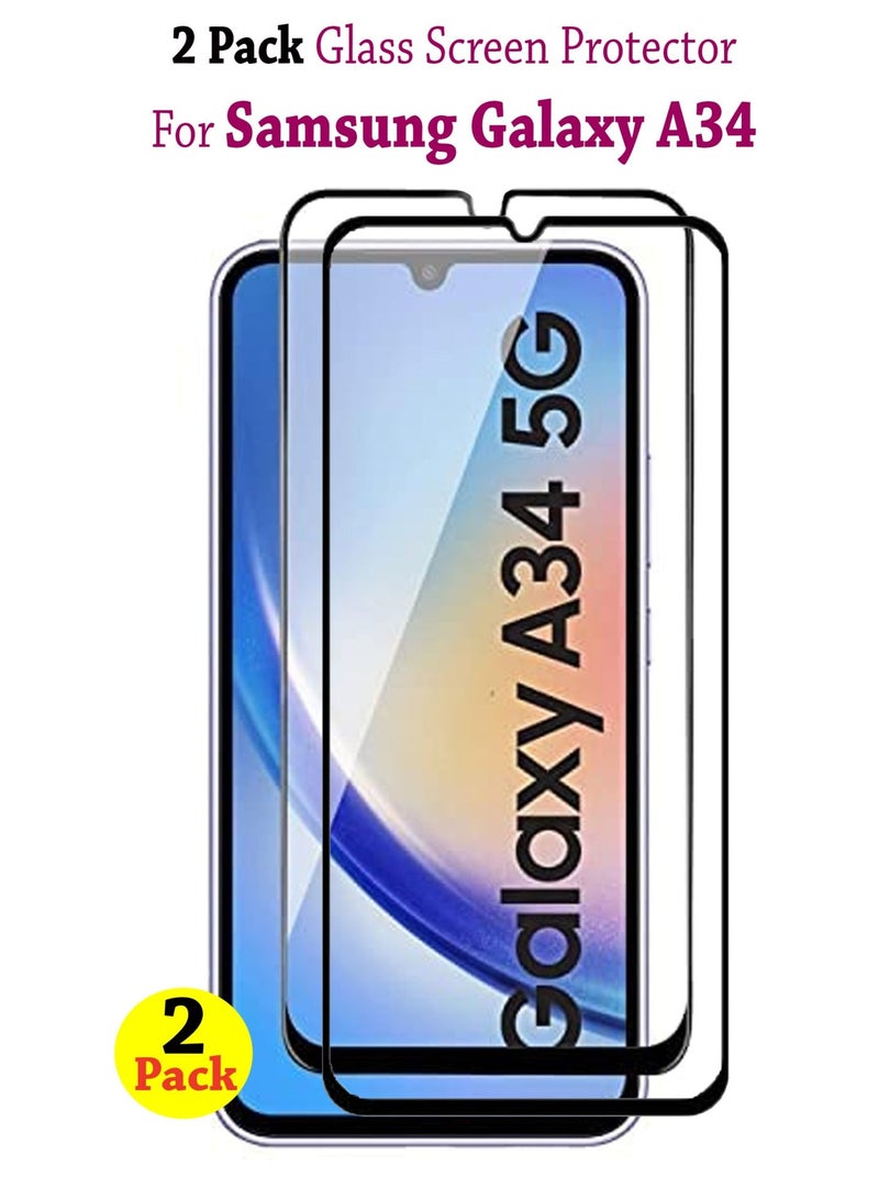 مجموعة من 2 واقي شاشة من الزجاج المقوى لهاتف Samsung Galaxy A34