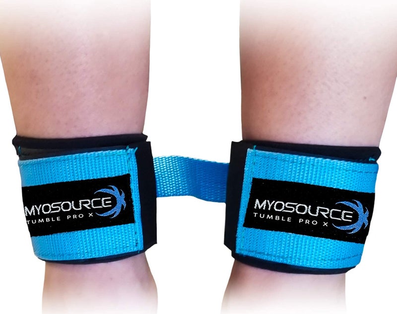 Myosource Kinetic Bands Tumble Pro X Ankle Straps Kit – Cheerleading Standing Tumbling Equipment, Gymnastics Backhandspring Trainer – Includes Flexibility Stunt Stretch Strap – Blue - Image 5