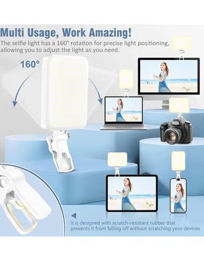 Bukela High-powered 60-LED rechargeable selfie light with front and back clips, 3 light modes and 10 brightness levels, perfect for makeup, selfies, vlogging, and video conferencing on smartphones, tablets, and laptops - Image 3