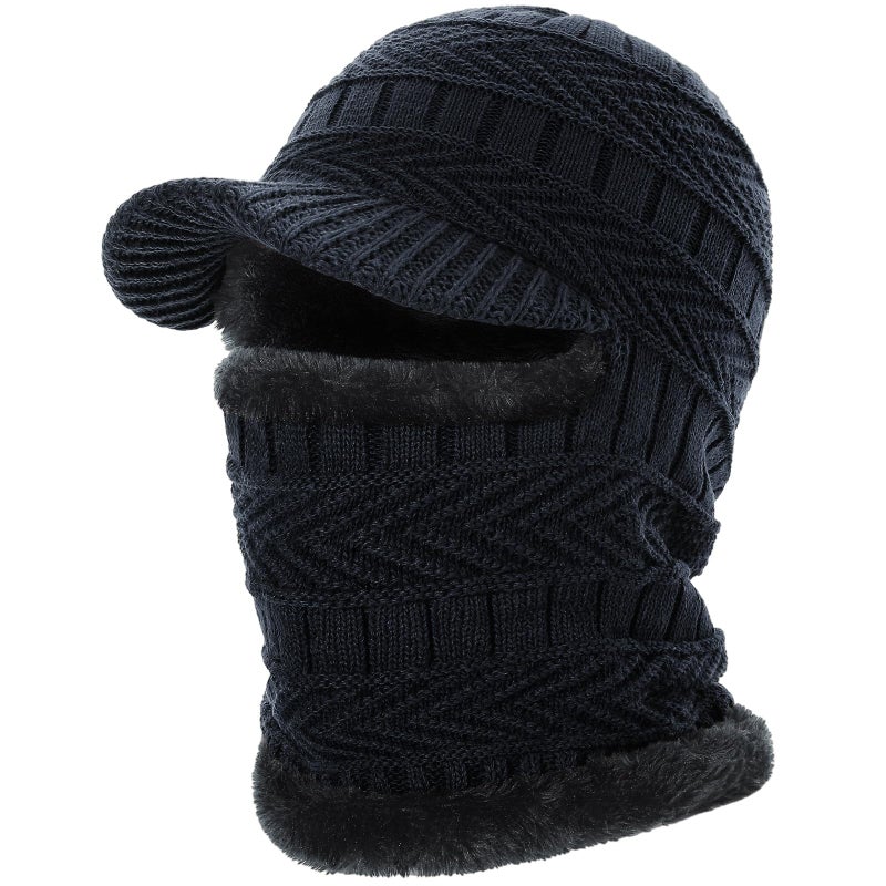 Clothclose Winter Balaclava Beanie Hat, Knitted Ski Mask for Men Women, Thermal Lining Hats for Skiing Cycling Sports, Blue, One size - Image 1