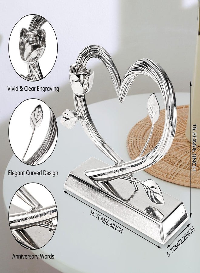 EVA murmure 10th Wedding Anniversary Heart Unique Gifts Idea for Couple or Parents - Willow Branch Heart and Flower Metal Sculpture, Elegant Heart Table Top Decoration Gift for Her and Him - Image 3