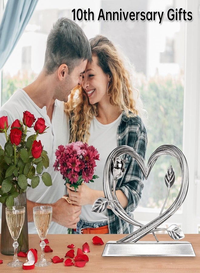 EVA murmure 10th Wedding Anniversary Heart Unique Gifts Idea for Couple or Parents - Willow Branch Heart and Flower Metal Sculpture, Elegant Heart Table Top Decoration Gift for Her and Him - Image 5