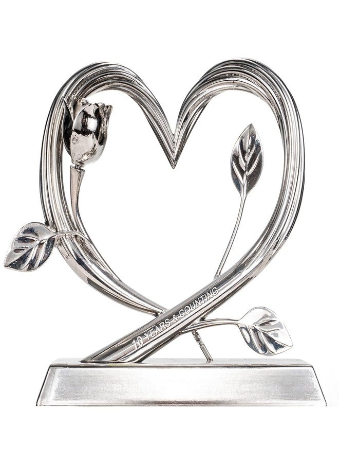 EVA murmure 10th Wedding Anniversary Heart Unique Gifts Idea for Couple or Parents - Willow Branch Heart and Flower Metal Sculpture, Elegant Heart Table Top Decoration Gift for Her and Him - Image 1