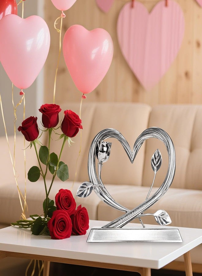 EVA murmure 10th Wedding Anniversary Heart Unique Gifts Idea for Couple or Parents - Willow Branch Heart and Flower Metal Sculpture, Elegant Heart Table Top Decoration Gift for Her and Him - Image 4