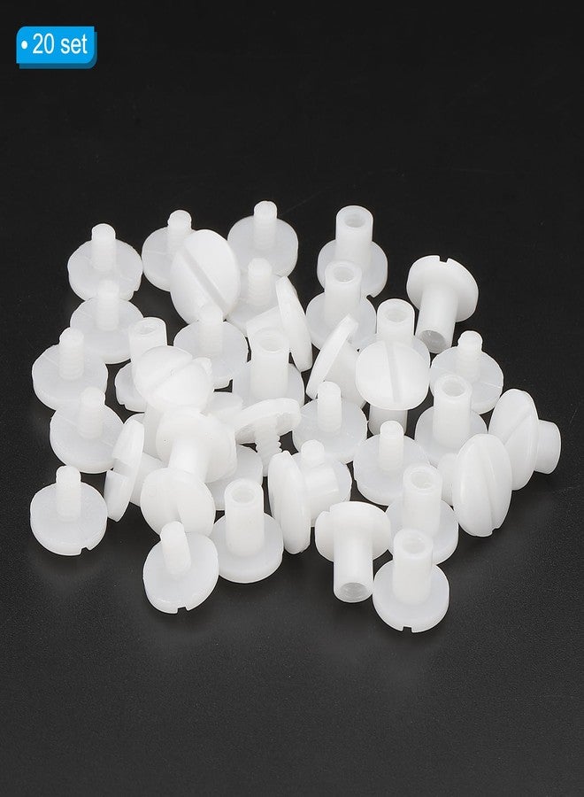 PATIKIL 5mm Chicago Screws, 20 Sets Plastic Chicago Screws Slotted Head Binding Post 5.5mm OD Screw Bolts Leather Rivets Fasteners Connectors White for Leather Belt Scrapbook Photo Albums - Image 3