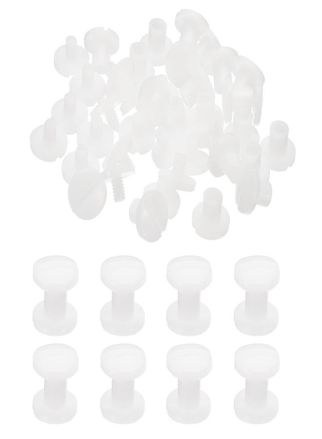 PATIKIL 5mm Chicago Screws, 20 Sets Plastic Chicago Screws Slotted Head Binding Post 5.5mm OD Screw Bolts Leather Rivets Fasteners Connectors White for Leather Belt Scrapbook Photo Albums - Image 1