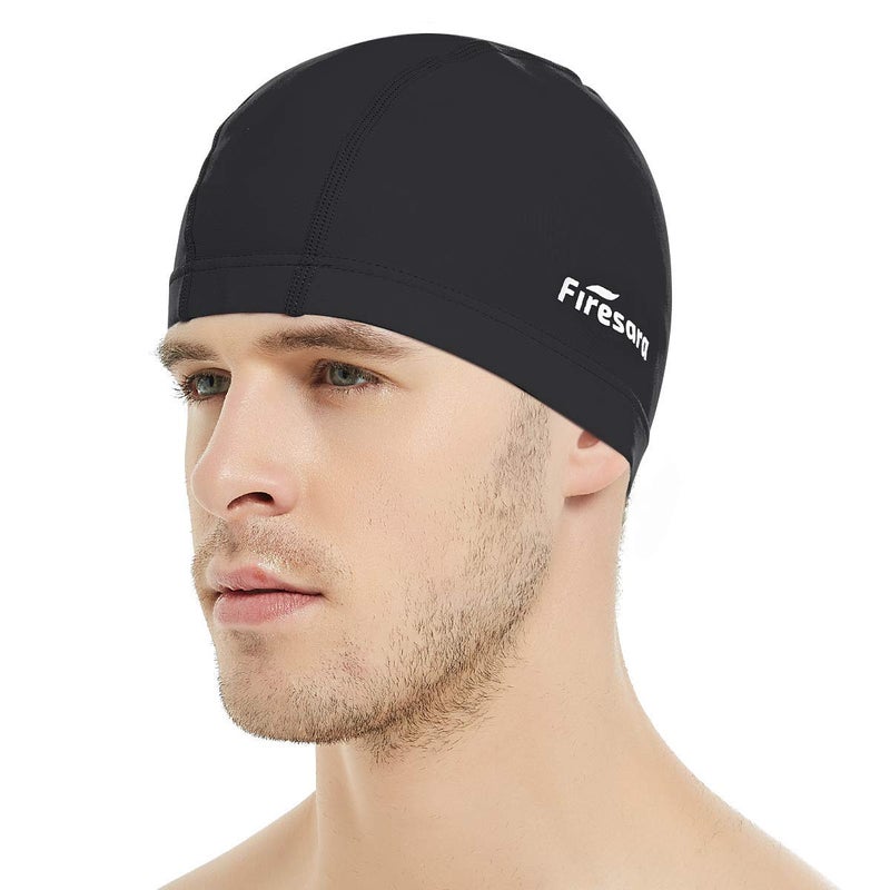 Firesara Fabric Swim Cap, High Elasticity Swimming Cap Keeps Hair Clean Breathable Fit Both Long Hair Short Hair, Swim Caps Woman Girls Men Kids One Size Hat - Image 1
