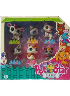 Littlest Pet Shop Cheerful Minis 6-Piece Minis Family Toy Pet Star Little Minis White and Gray Minis Family  - Image 1