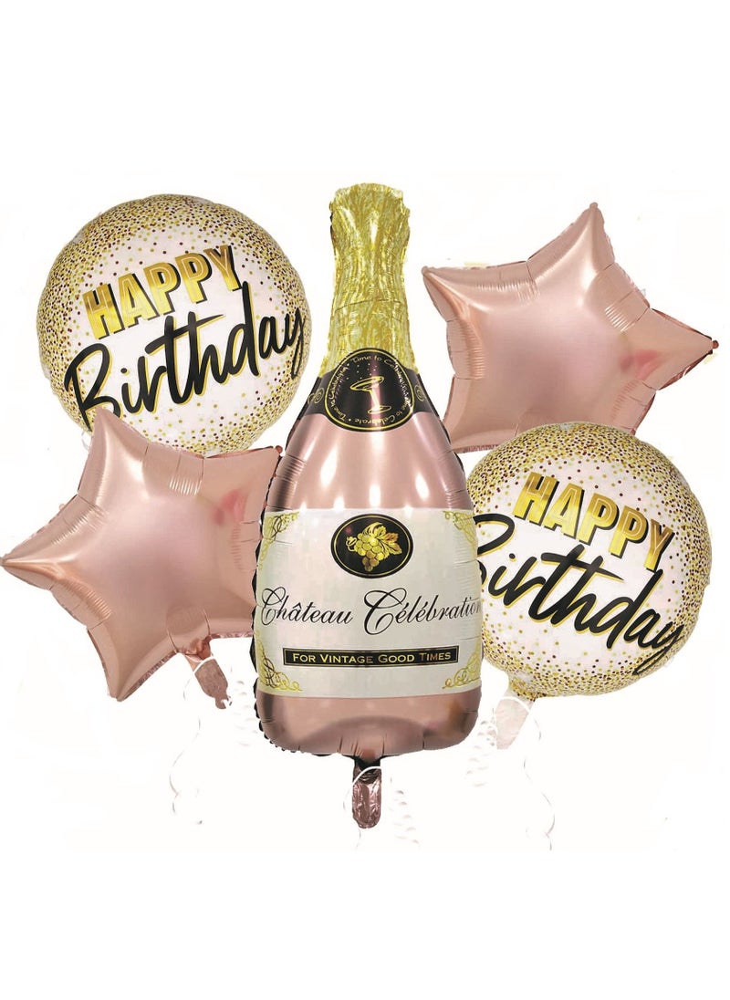 Party Propz Part Propz 5 in 1 Happy Birthday Foil Balloon Set - Pink  - Image 1