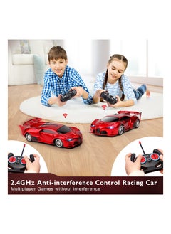 KASTWAVE Remote Control Car 2.4Ghz Rechargeable High Speed 1/18 RC Cars Toys for Boys Girls Vehicle Racing Hobby with Headlight Birthday Gifts for Kids (Red)  - Image 2