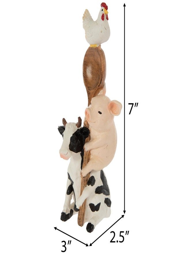 Hobby Lobby Farm Animal Kitchen Figurines, Farmyard Friends, Home Kitchen Coffee Bar Office Decor (Cow, Pig & Chick Spoon) - Image 2