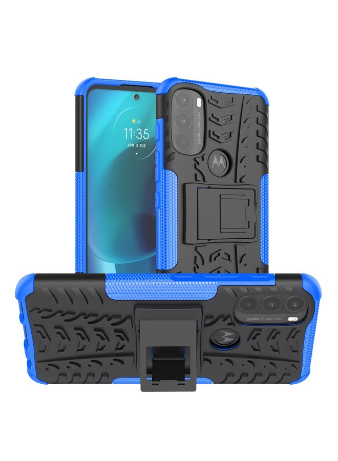 S-TOP Case For Motorola Moto G71 5G Tire Texture TPU + PC Phone Case with Holder - Image 1