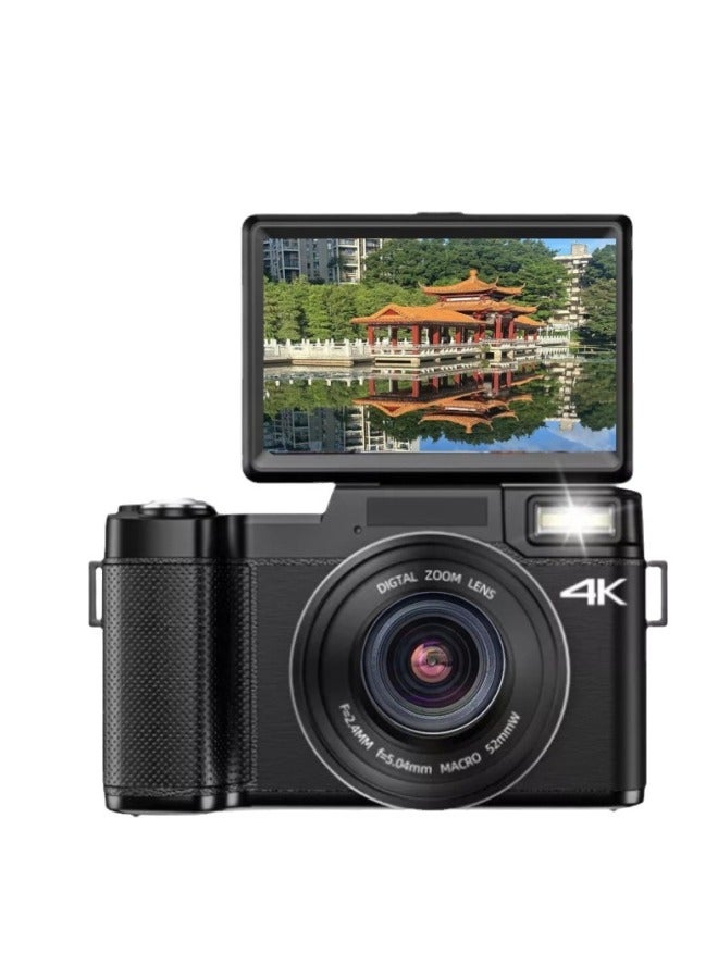 Generic 4K E-commerce English Digital Camera Video Camera 48M Full HD With Flip HD Screen R2P-Body Color:Black Standard English Version -4K  - Image 1