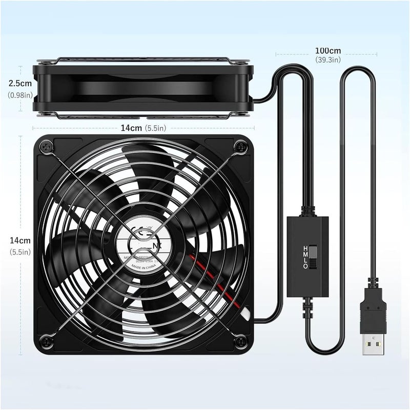 140mm USB Cooling Fans - 2 in 1 Desk Fan with 3 - Speed Switch for Home and Office - Image 5