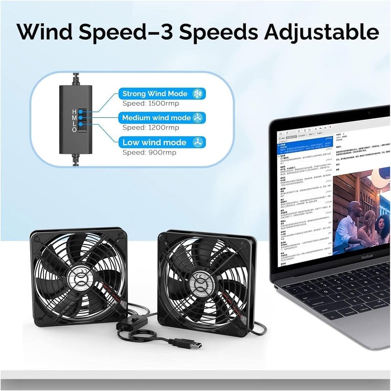 140mm USB Cooling Fans - 2 in 1 Desk Fan with 3 - Speed Switch for Home and Office - Image 3