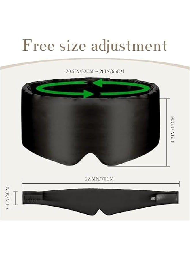 TRASSLE 100% Mulberry Silk Sleep Mask Eye Mask for Man and Woman with Adjustable Headband, Full Size Large Sleep Mask & Blindfold for Total Blackout for All Night Sleep, Travel & Nap  - Image 2