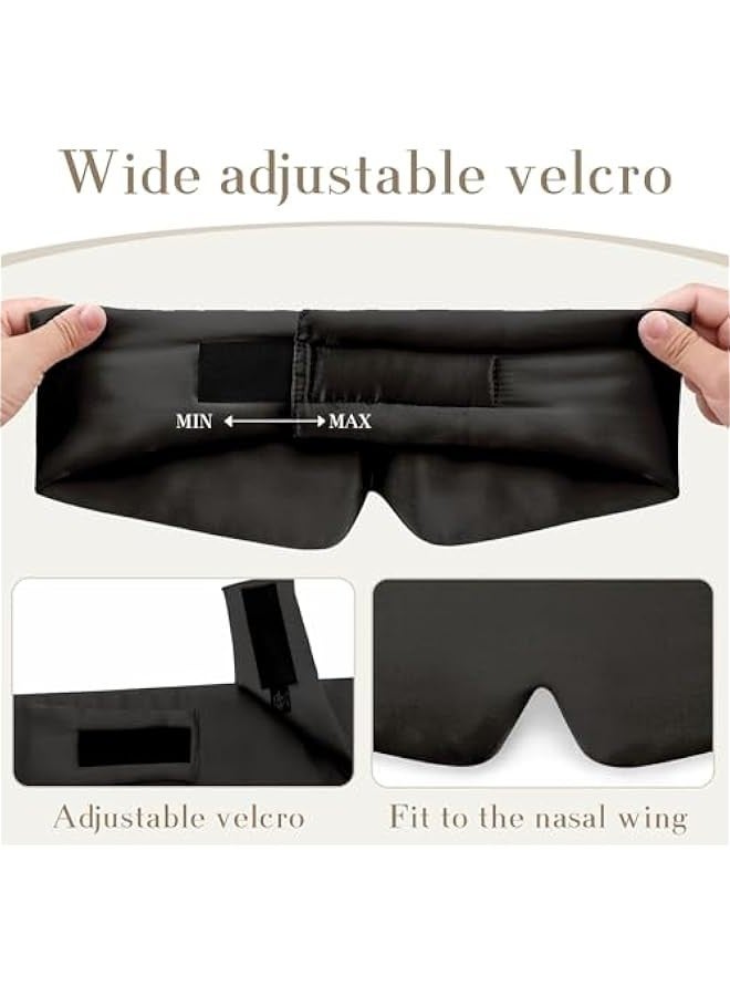 TRASSLE 100% Mulberry Silk Sleep Mask Eye Mask for Man and Woman with Adjustable Headband, Full Size Large Sleep Mask & Blindfold for Total Blackout for All Night Sleep, Travel & Nap  - Image 5